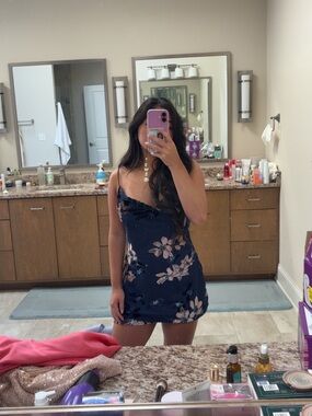 Hello Molly Navy Floral Slip Mini Dress